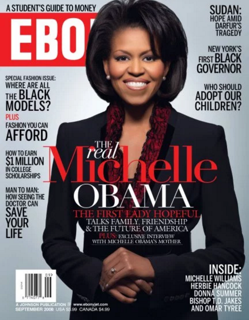 Ebony cover featuring first lady Michelle ObamaEbony Magazine